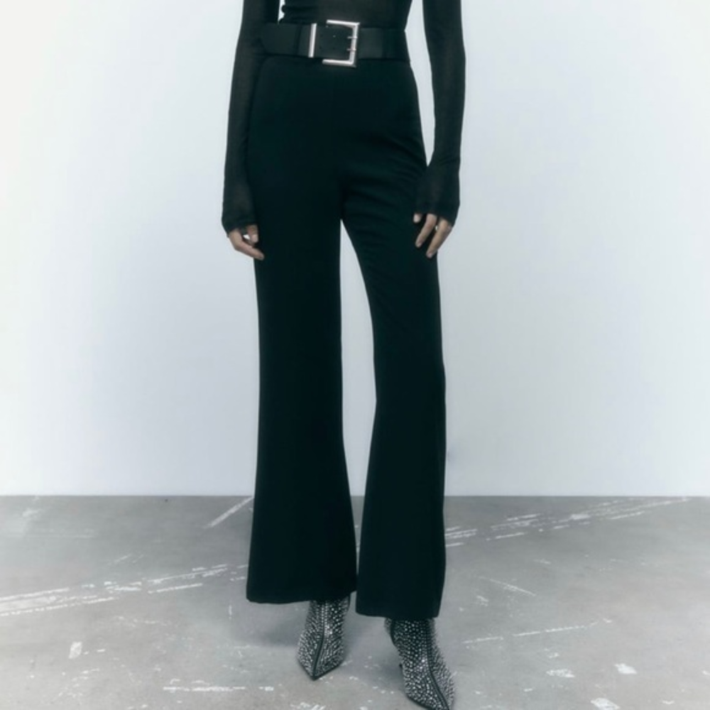 ZARA BELTED FLARE PANTS